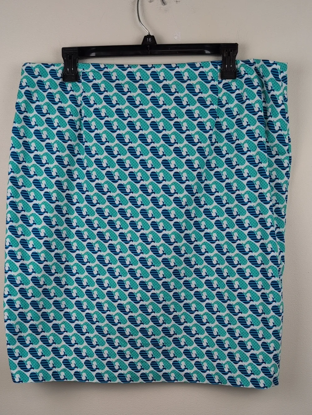 Talbots Fun Whale Print A-Line Cotton Skirt Size 16 Preppy Coastal Summer